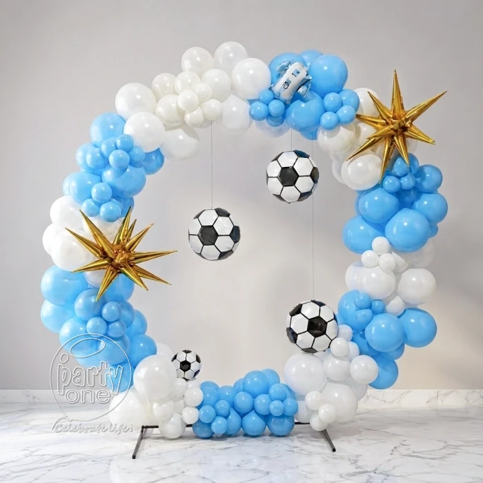 kids theme decorations White Blue Football Birthday Theme Decoration
