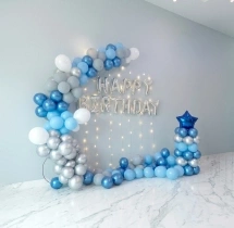 birthday Silver Blue Balloon Birthday Decor