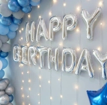 birthday Silver Blue Balloon Birthday Decor