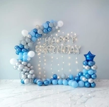 birthday Silver Blue Balloon Birthday Decor