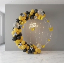 birthday Gold And Black Ring Decor With Fairy Lights