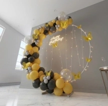 birthday Gold And Black Ring Decor With Fairy Lights