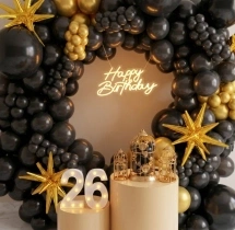 birthday Black and Gold Ring Garland Decor