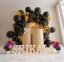 birthday Black and Gold Ring Garland Decor