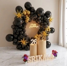 birthday Black and Gold Ring Garland Decor