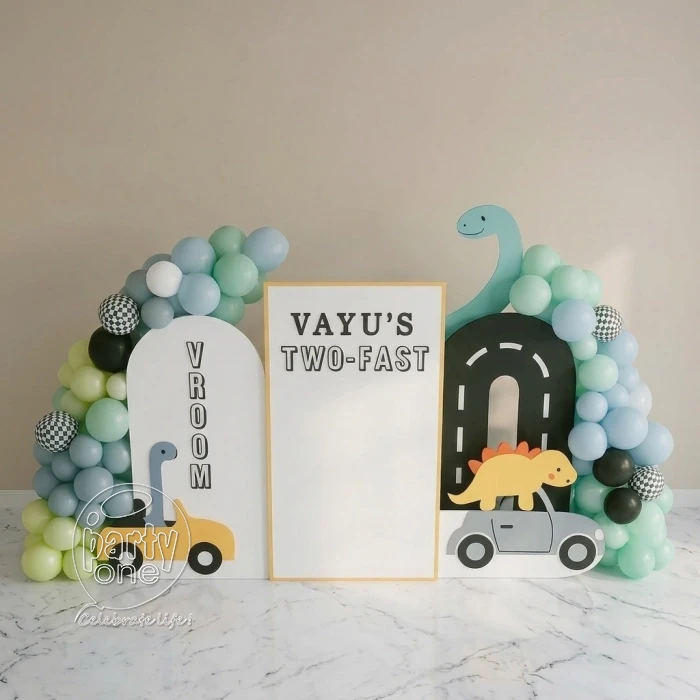 kids theme decorations Car and Dinosaur Theme Balloon Decoration