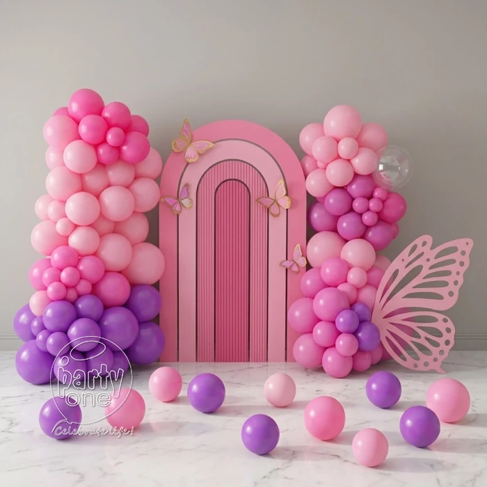 kids theme decorations Soft Colour Butterfly Theme Balloon Decoration