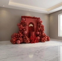 surprises Red Theme Flower and Balloon Decoration