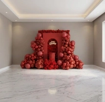surprises Red Theme Flower and Balloon Decoration