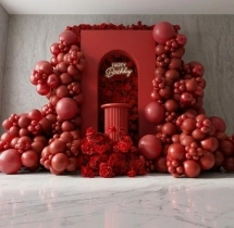 surprises Red Theme Flower and Balloon Decoration