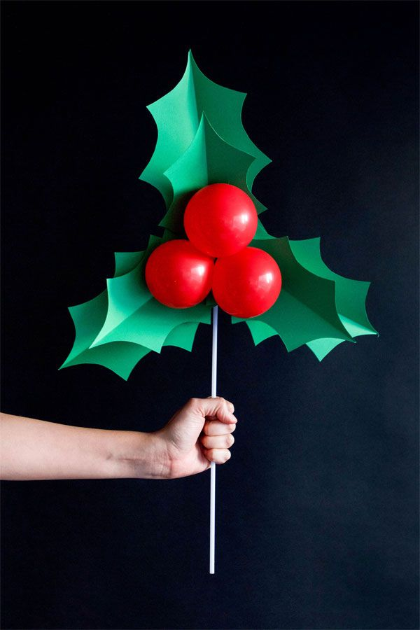 Holly Balloon Sticks - Christmas Decoration Ideas